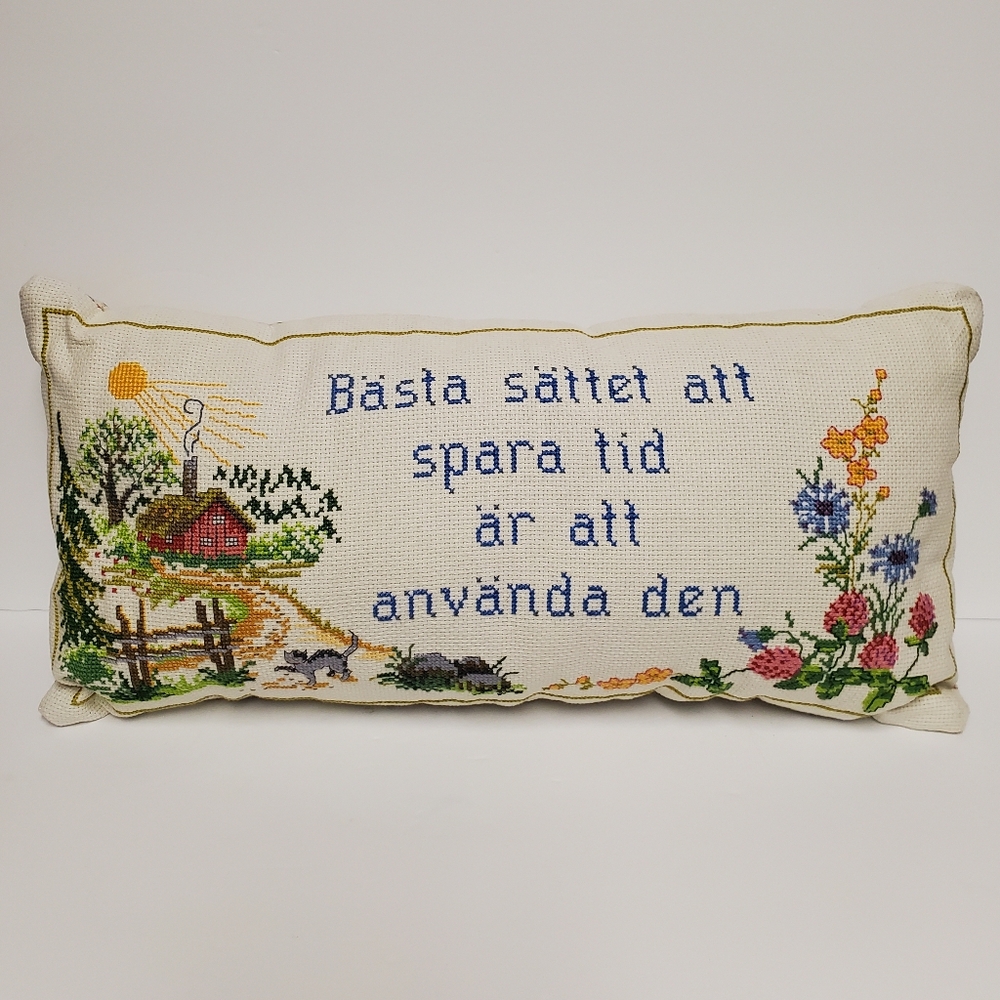 Handmade Cross Stitch Throw Pillow